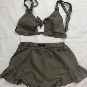 Women’s white fox 2 piece matching short set